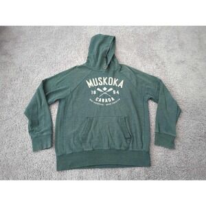 Muskoka Canada Hoodie Mens XL Pullover Long Sleeve Campus Crew Green